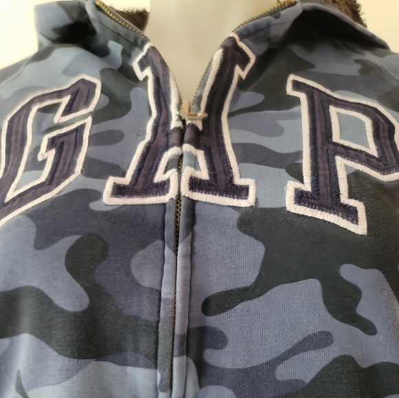 GAP Kids Camo Arch Logo Full-Zip Sweater Hoodie Size L - Picture 4 of 12